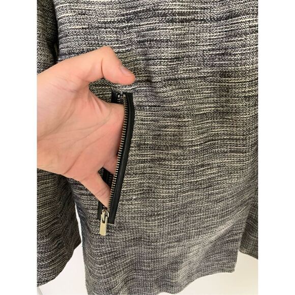 Maje Long Gray Cotton Linen Stretch Asymmetric Zip Coat women’s size 36 Small - Picture 5 of 11